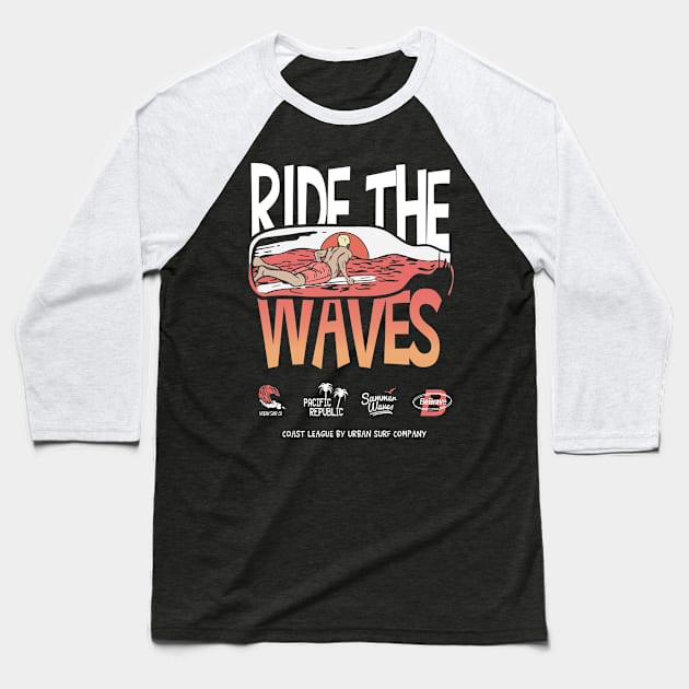 Ride The Waves Baseball T-Shirt by TomCage